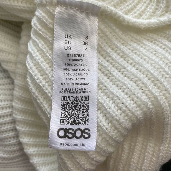 Asos Sweater Crop Sweater Cream Button Detail Women's Size 4 - Picture 6 of 7